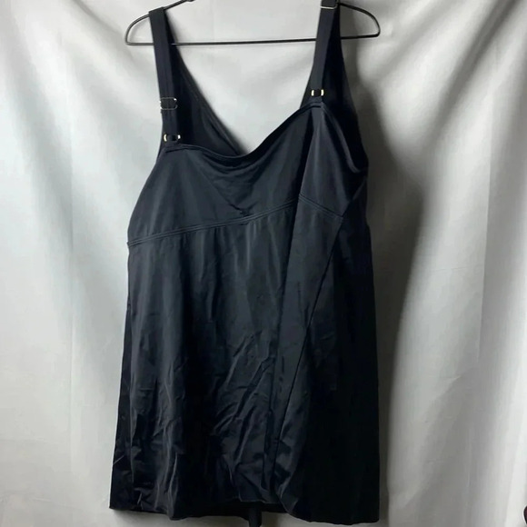 SWIM SUITS FOR ALL WO SIZE 30 ONE PIECE BLACK SWIMSUIT LINED BRA FAUX WRAP FRONT - Picture 7 of 14